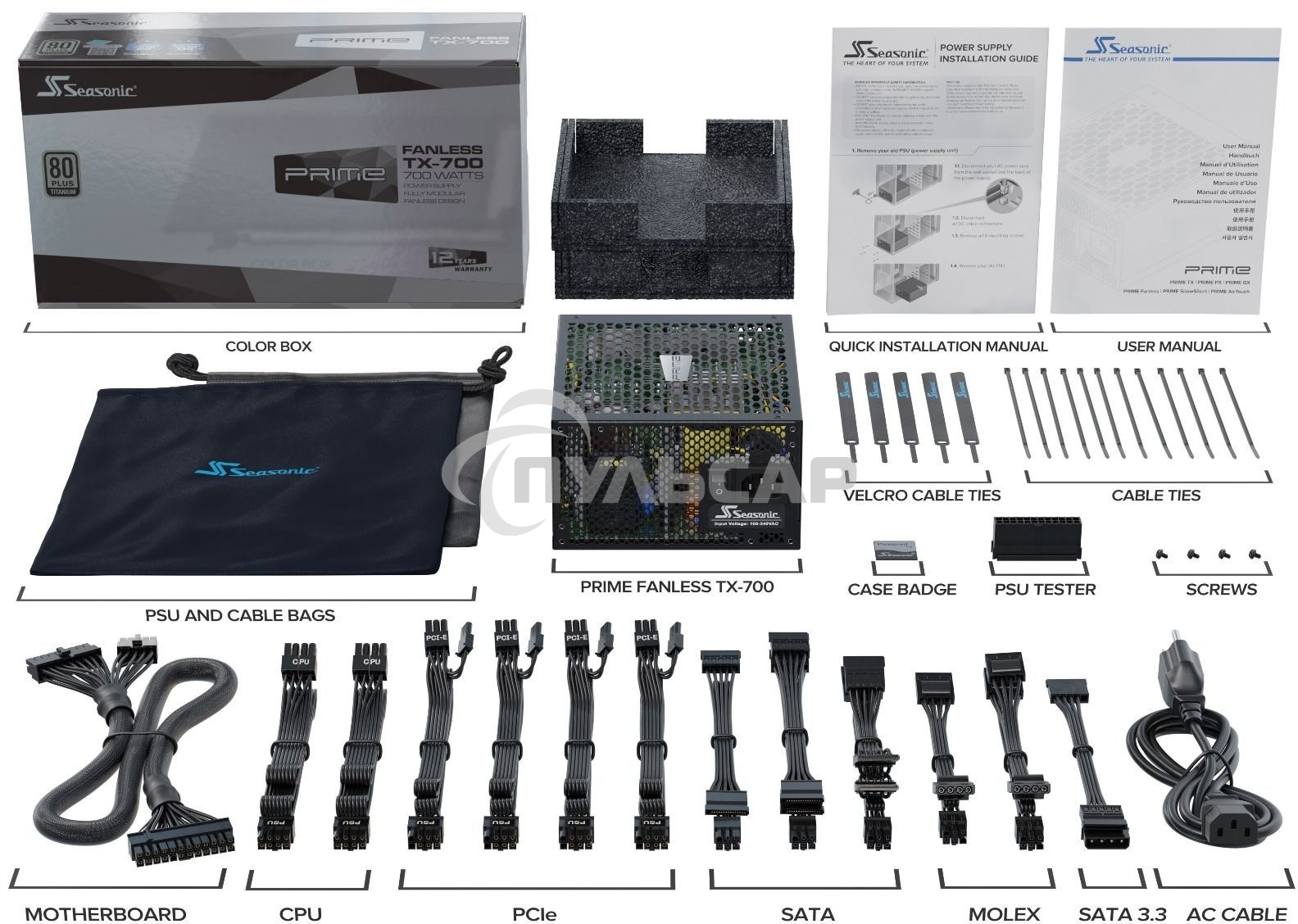Блок питания Seasonic ATX 700W PRIME Fanless TX-700 80 PLUS titanium 24+2x(4+4) pin APFC 10xSATA Cab Manag RTL