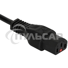 Шнур питания Lanmaster с блокировкой C13-Schuko прямая, 3х0.75, 220В, 10А, черный, 3 метра