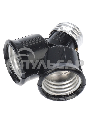 Разветвитель цокольный Е27-2хЕ27 черный Rexant