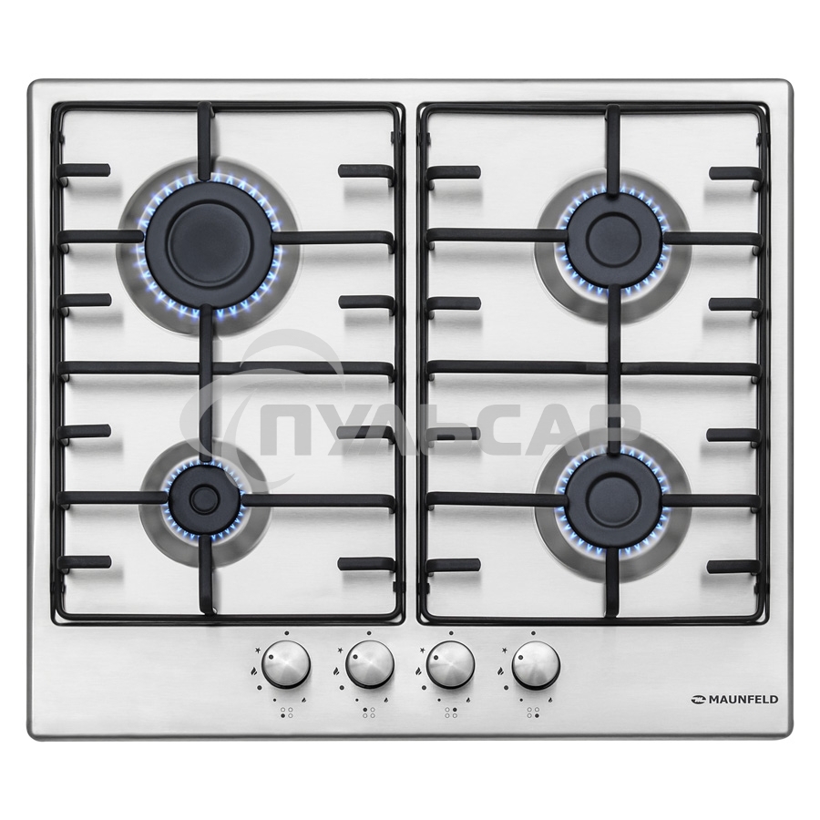 Газовая варочная панель Maunfeld EGHS.64.3ES/G/ • Тип установки: независимая • Управление: фронтальное, переключатели поворотные • Нагревательный элемент: конфорка, 4шт • Мощность конфорок, Вт: 2600, 1700, 1700, 1000• Материал исполнения: нержавеющая стал