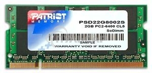 Оперативная память Patriot, DDR2, 2Gb (1x2 Gb), 800 MHz, CL6, SO-DIMM