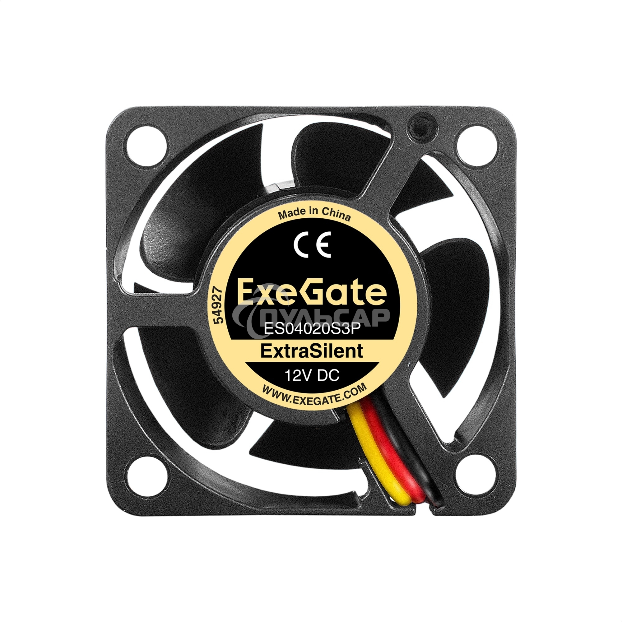 Вентилятор для корпуса ExeGate ExtraSilent ES04020S3P черный, 40 мм, 6300 об/мин, 28 дБ, 3 pin