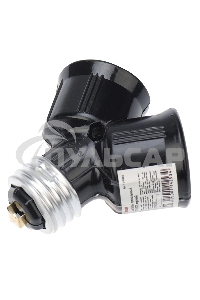 Разветвитель цокольный Е27-2хЕ27 черный Rexant