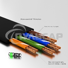 Патч-корд Greenconnect PROF плоский прямой 10.0m, UTP медь кат.6, черный, позолоченные контакты, 30 AWG, GCR-LNC616-10.0m, ethernet high speed 10 Gbит/с, RJ45, T568B