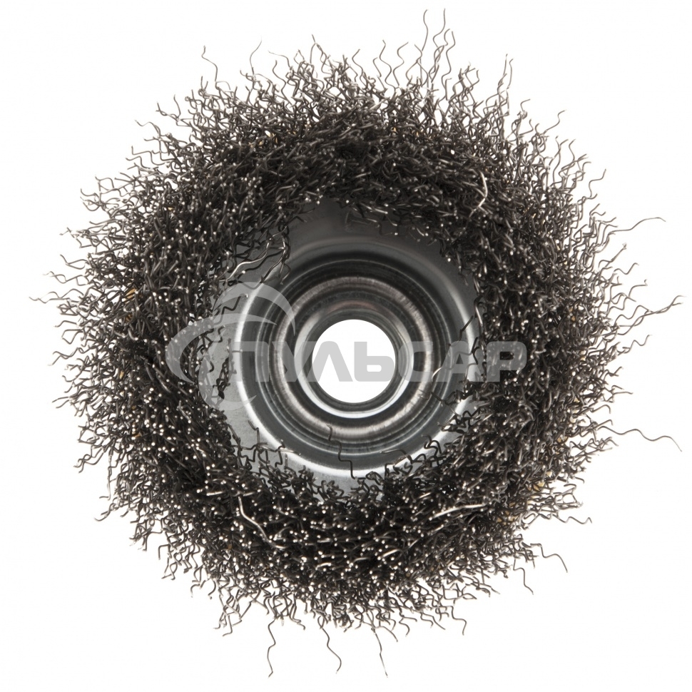 Щетка для УШМ, 75 мм, М14, Чашка, витая нержавеющая проволока 0,3 мм Denzel