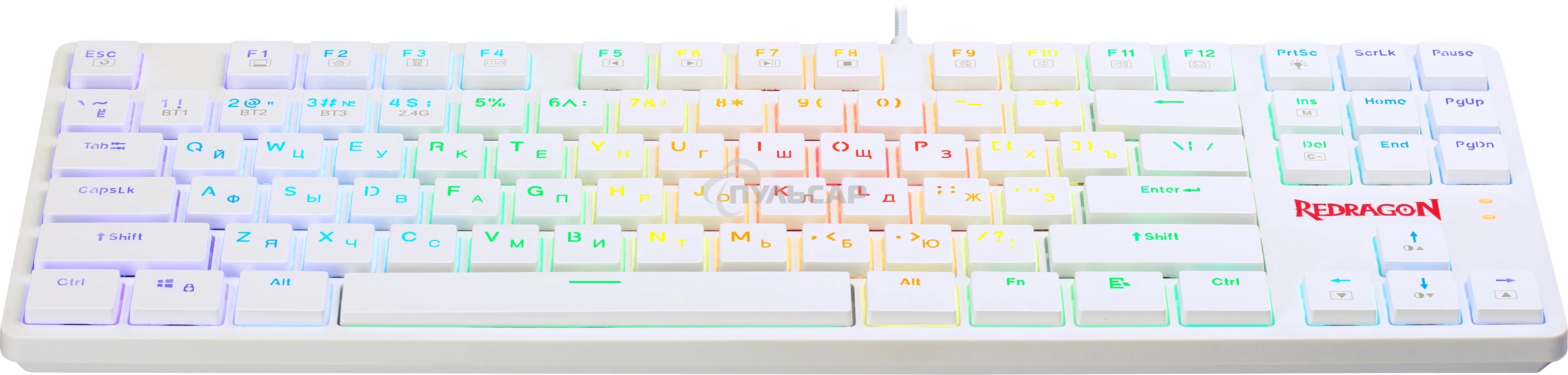 Клавиатура беспроводная Redragon Anubis беспроводная, USB, Bluetooth/Радиоканал, белый