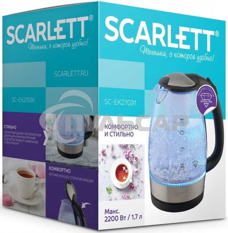 Чайник электрический Scarlett SC-EK27G91 черный
