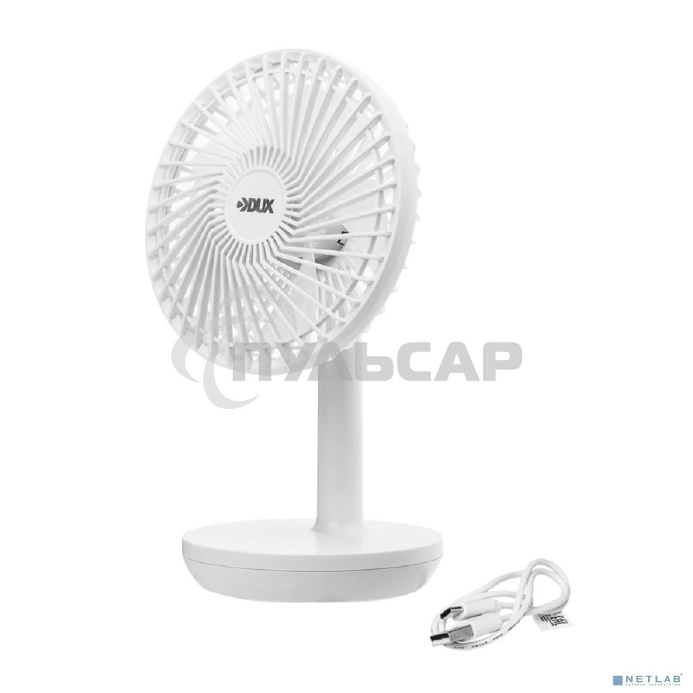Вентилятор настольный DUX 60-0214 USB, белый, 6 Вт