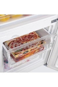 Холодильник Maunfeld MFF144SFW белый глянц. двухкамерный 154/52л морозилка снизу, ручная разморозка