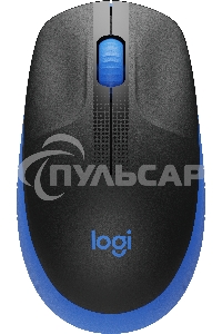 Мышь беспроводная Logitech M190 черный/синий, 1000 dpi, радиоканал, USB, кнопки - 3