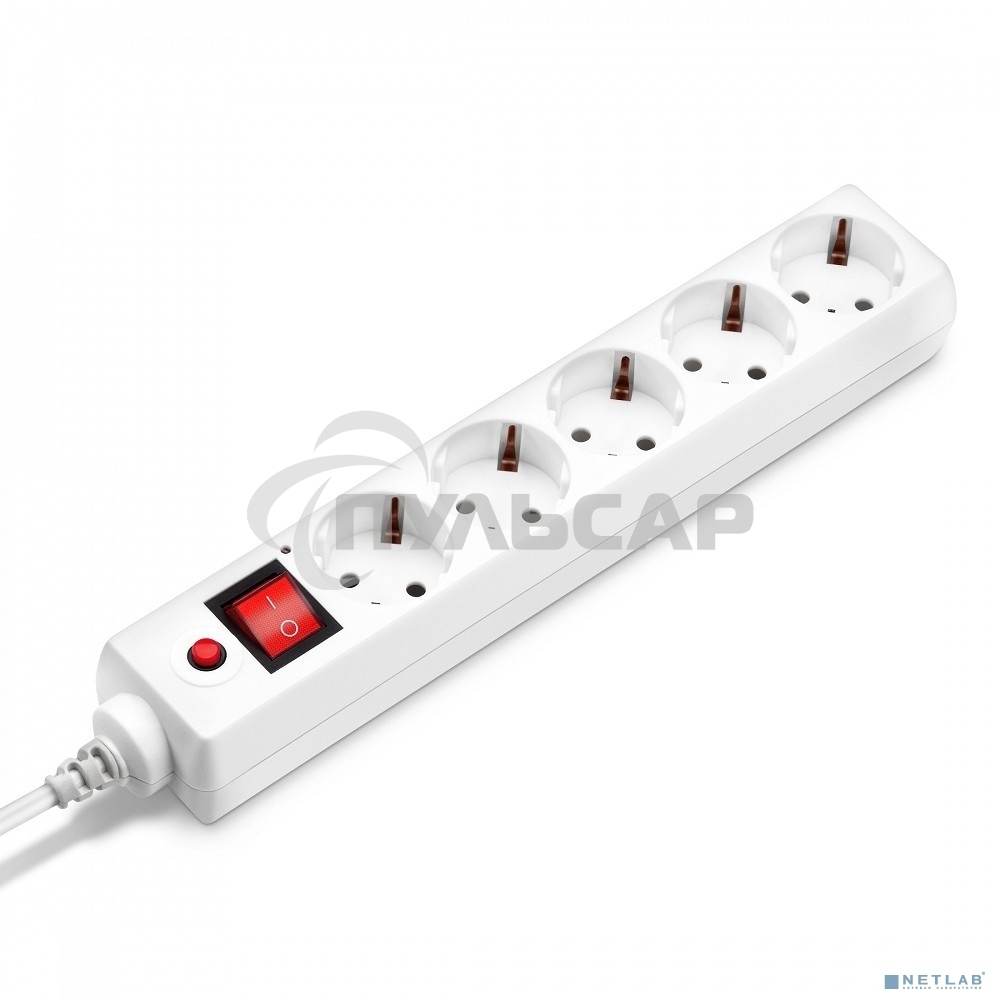 Сетевой фильтр Buro 500SH-1.8-UPS-W 1.8м (5 розеток) белый (коробка)