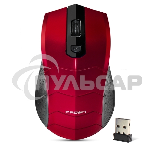Мышь беспроводная Crown CMM-934W красный/черный, 1200 dpi, радиоканал, USB, кнопки - 4