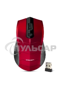 Мышь беспроводная Crown CMM-934W красный/черный, 1200 dpi, радиоканал, USB, кнопки - 4