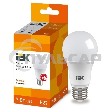 Лампа cветодиодная Iek LLE-A60-7-230-30-E27 ECO A60 шар 7Вт 230В 3000К E27 IEK