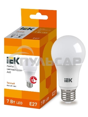 Лампа cветодиодная Iek LLE-A60-7-230-30-E27 ECO A60 шар 7Вт 230В 3000К E27 IEK