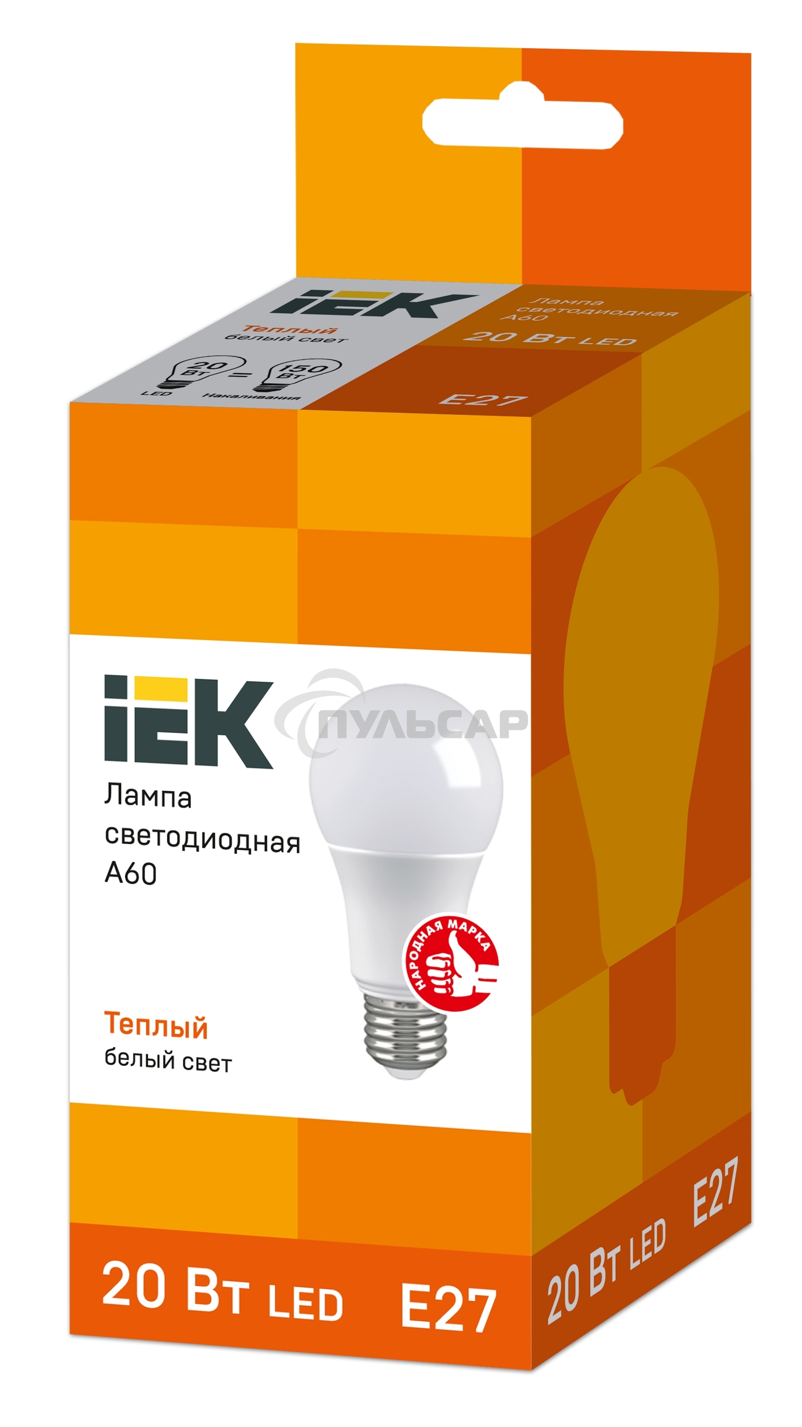 Лампа cветодиодная Iek LLE-A60-20-230-30-E27 ECO A60 шар 20Вт 230В 3000К E27 IEK