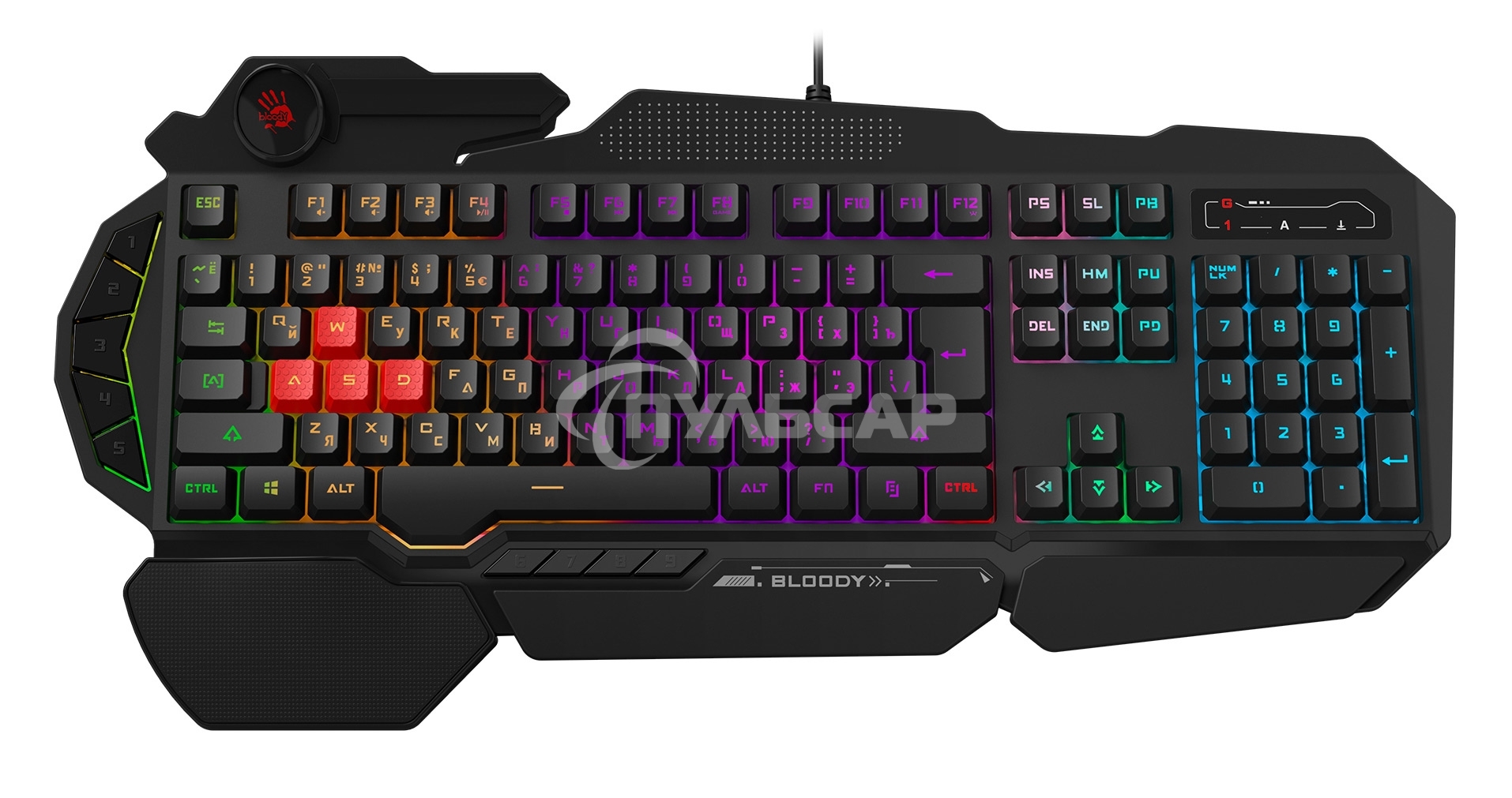 Клавиатура проводная A4Tech Bloody B310N черный USB Multimedia for gamer LED (подставка для запястий) (B310N)