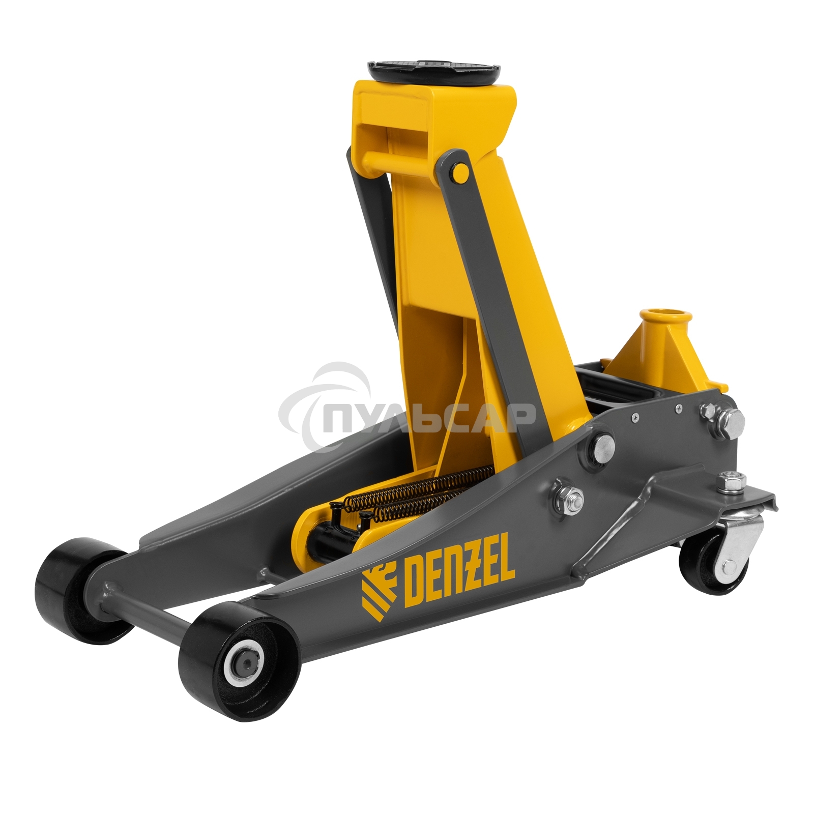 Домкрат гидравлический подкатной Denzel 3 т, 125-470 мм, быстрый подъем, проф. 51260