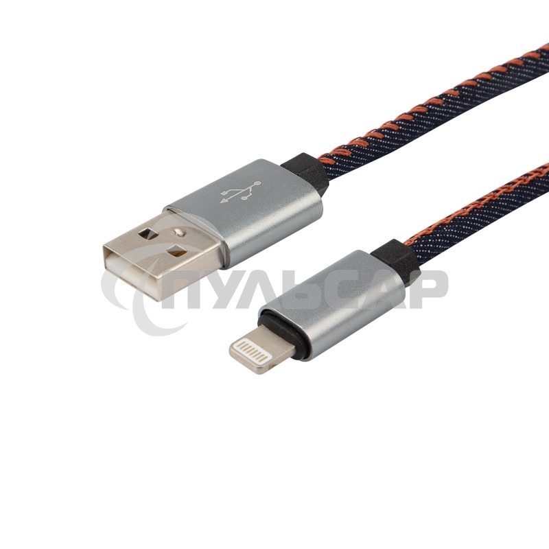 Кабель Rexant (18-4248) USB кабель для iPhone 5/6/7 моделей, шнур в джинсовой оплетке 