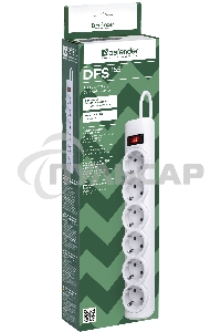 Сетевой фильтр Defender DFS 155 5.0 m, 6 розеток, белый