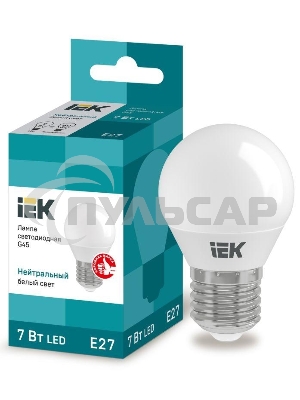 Лампа светодиодная ECO G45 7Вт шар 4000К белый E27 630лм 230-240В ИЭК LLE-G45-7-230-40-E27