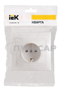 Розетка Iek ERK14-K01-16-DM РС10-3-КБ 1местн. c з/к без защ.штор. 16А КВАРТА (белый)