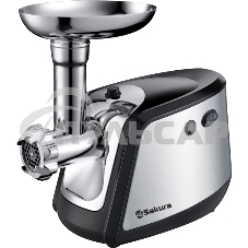 Мясорубка электрическая Sakura SA-6407, 1500 Вт, с функцией реверса, насадками кеббе, для приготовления сосисок и тремя дисками в комплекте. Материал корпуса: пластик. Материал лотка: металл. Мясорубка электрическая Sakura SA-6407, 1500 Вт, с функцией реверса, насадками кеббе, для приготовления сосисок и тремя дисками в комплекте. Материал корпуса: пластик. Материал лотка: металл.