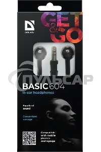 Наушники Defender Basic 604 вставки черный
