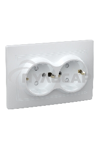 Розетка силовая Iek ERK21-K01-16-DM РСш12-3-КБ 2 местн. c з/к с защ.штор. 16А КВАРТА (белый)
