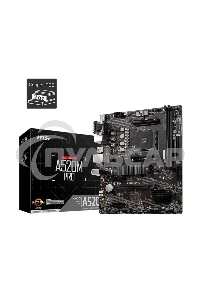 Материнская плата MSI A520M PRO, AM4, AMD A520, 2xDDR4, 4xSATA, 1xM.2, 1xPCIe 3.0 x16, 1xVGA, 1xDVI-D, 1xHDMI, 1x 1Gb LAN, 2xUSB 2.0, 4xUSB 3.2 Gen 1, 3x3.5 мм, 7.1, mATX