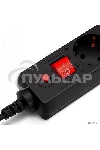 Сетевой фильтр Buro 600SH-3-B 3м (6 розеток) черный (коробка)