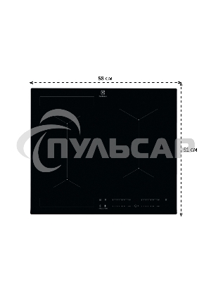 Индукционная варочная панель Electrolux на 4 конфорки, cтеклокерамика, мощность: 7200 Вт, независимая установка, слайдерное управление,размеры (ШхГ): 59x52 см