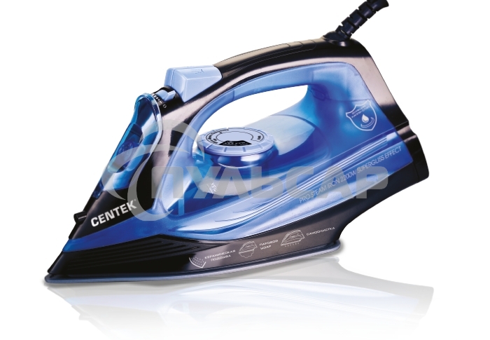 Утюг Centek CT-2351 Blue (синий) 2200Вт, КЕРАМИЧЕСКАЯ подошва, 300 мл, паровой удар, самоочистка