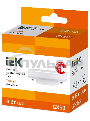 Лампа cветодиодная Iek LLE-T80-8-230-30-GX53 ECO T75 таблетка 8Вт 230В 3000К GX53 IEK