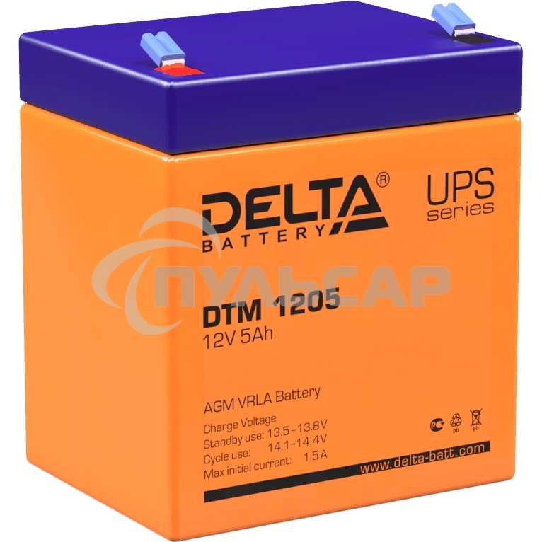 Батарея Delta DTM 1205 (12V, 5Ah)