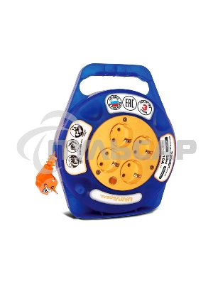 Удлинитель 4х10м с заземл. 10А IP20 У10-015 термо ПВС 3х0.75 в закрытом корпусе защ. шторки UNIVersal 1671