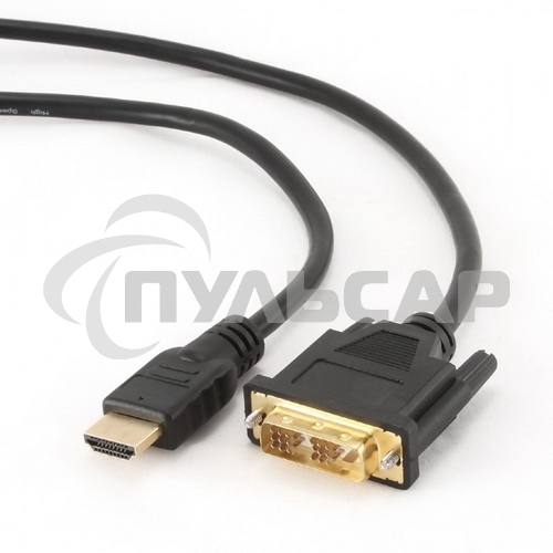 Кабель HDMI-DVI Cablexpert CC-HDMI-DVI-10, 19M/19M, single link, медь, позол.разъемы, экран, 3.0м, черный, пакет