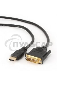 Кабель HDMI-DVI Cablexpert CC-HDMI-DVI-10, 19M/19M, single link, медь, позол.разъемы, экран, 3.0м, черный, пакет