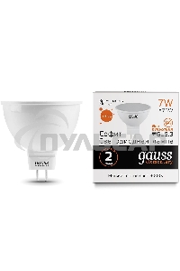 Лампа светодиодная Gauss LED Elementary MR16 GU5.3 7W 530lm 3000K 1/10/100 0