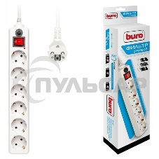 Сетевой фильтр Buro 600SH-1.8-W 1.8м (6 розеток) белый (коробка)