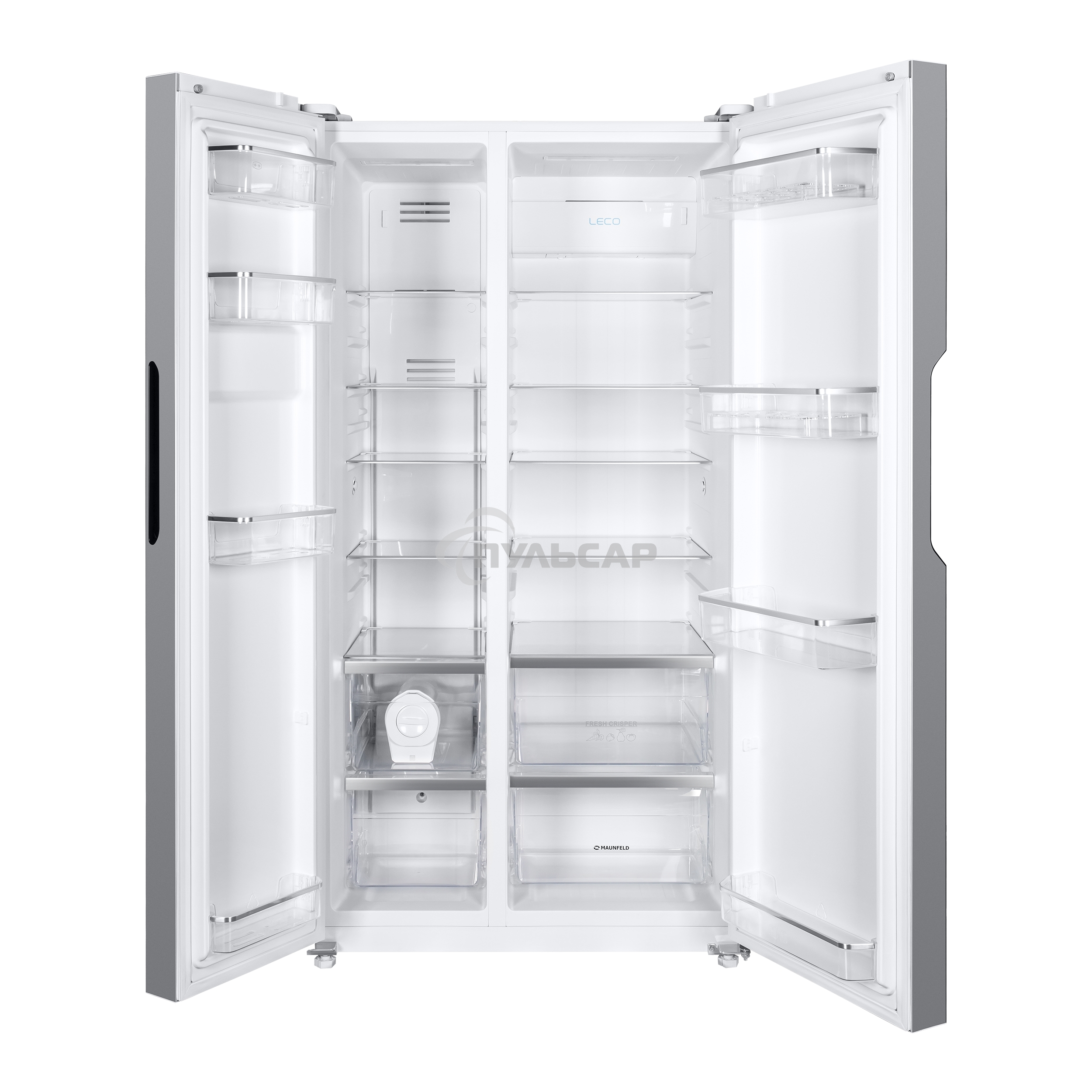 Холодильник Maunfeld MFF177NFW белый глянец двухкамерный 263/170л морозилка сбоку, No Frost, Side by Side