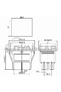 Выключатель клавишный Rexant 250V 15А (6с) ON-OFF-ON черный с нейтралью