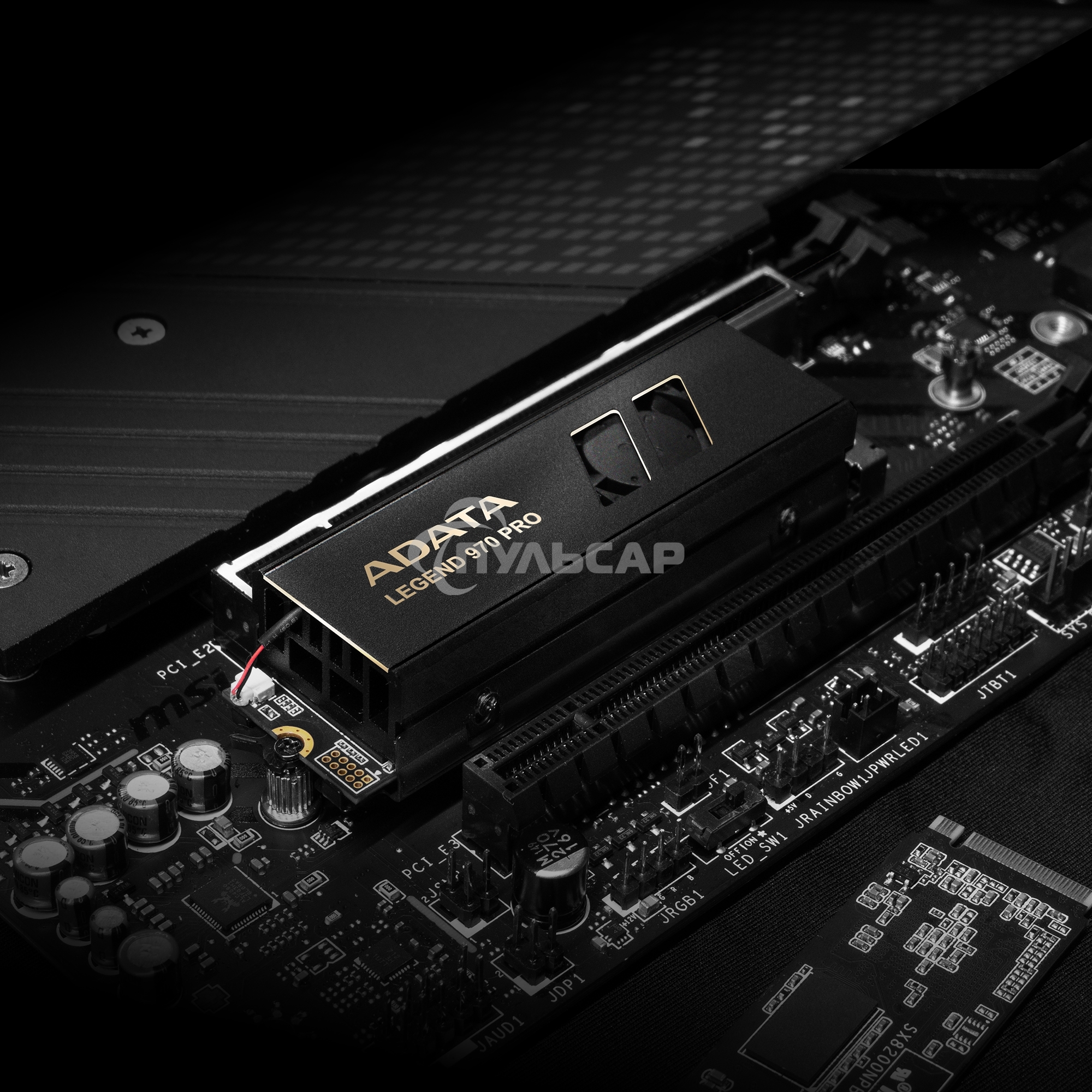 Накопитель SSD ADATA Legend 970 Pro, 1000 Gb, M.2 2280, PCIe 5.0 x4, NVMe 2.0, 3D TLC, R/W 13000/5800 МБ/сек, радиатор с вентилятором