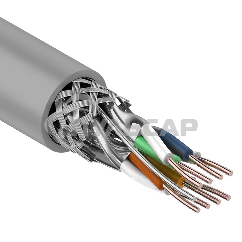Кабель витая пара Rexant SF/FTP, категория 7, 4 x 2 x 0,57 мм, PVC, внутреннний, серый, 305м