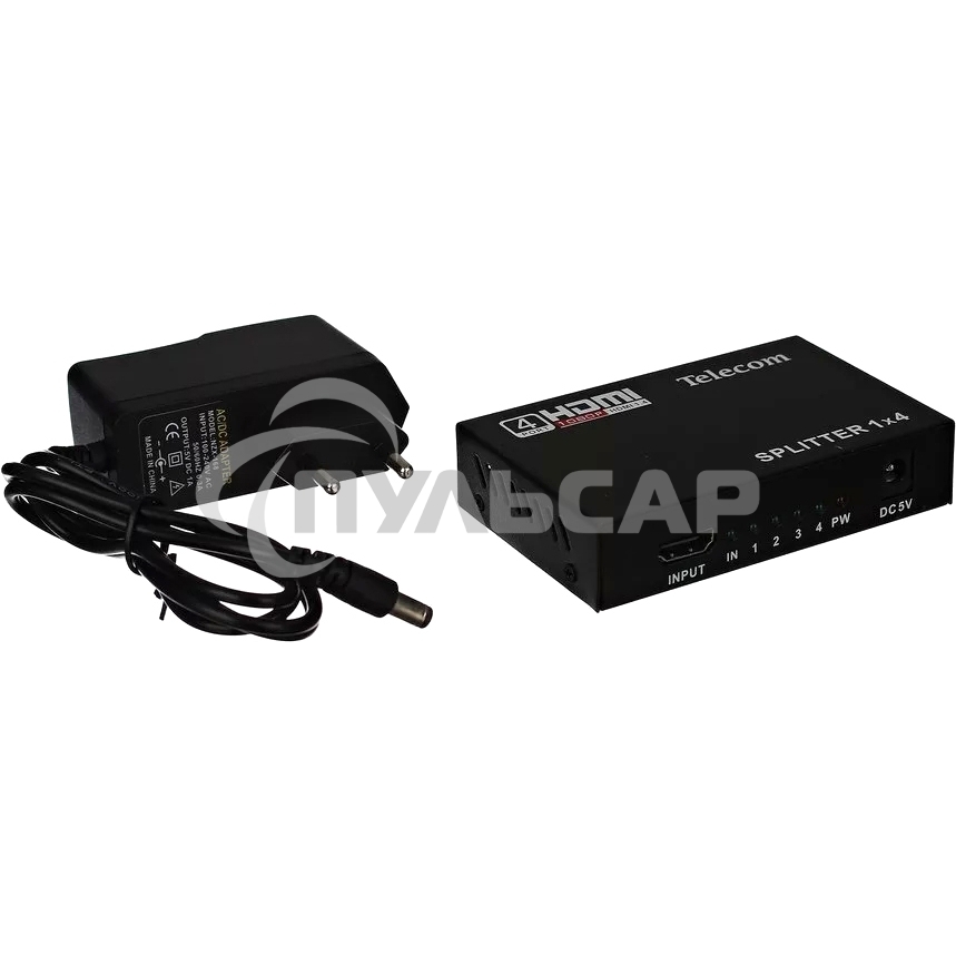 Разветвитель HDMI 1=>4 Telecom <TTS5020>, каскадируемый, 1.4v+3D