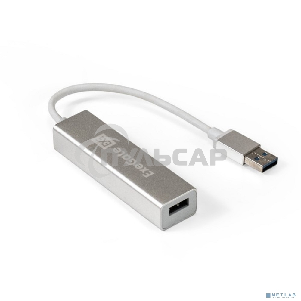 Хаб USB (концентратор) ExeGate DUB-4 (кабель-адаптер USB3.0 --> 4xUSB3.0, Plug&Play, серебристый)