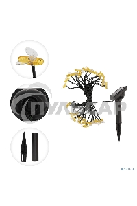 Каскад Lamper Янтарные Пчелы LED 10 м с выносной солнечной панелью 2 м и аккумулятором, IP65, теплое белое свечение