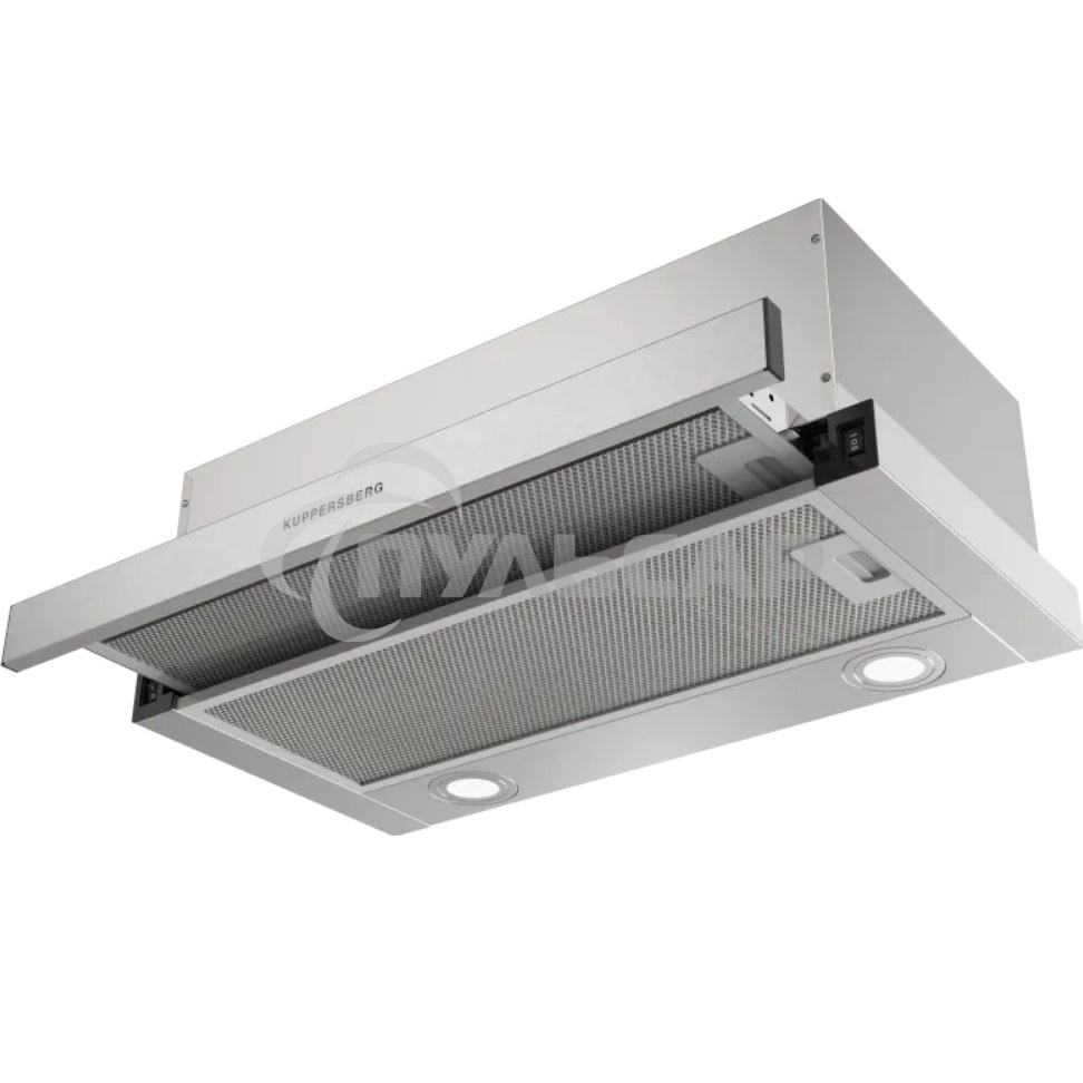 Встраиваемая вытяжка Kuppersberg SLIMDUAL 60 W, телескопическая, 60 см, High-Tech, макс. Производительность 750 м3/ч, 2 скорости, механическое управление, светодиодное освещение, уровень шума 51 дБ, нержавеющая сталь