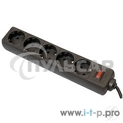 Сетевой фильтр Defender ES, 1.8м, 5 розеток, черный