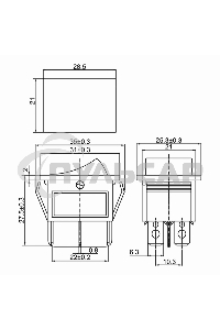 Выключатель клавишный Rexant 250V 15А (6с) ON-ON желтый с подсветкой